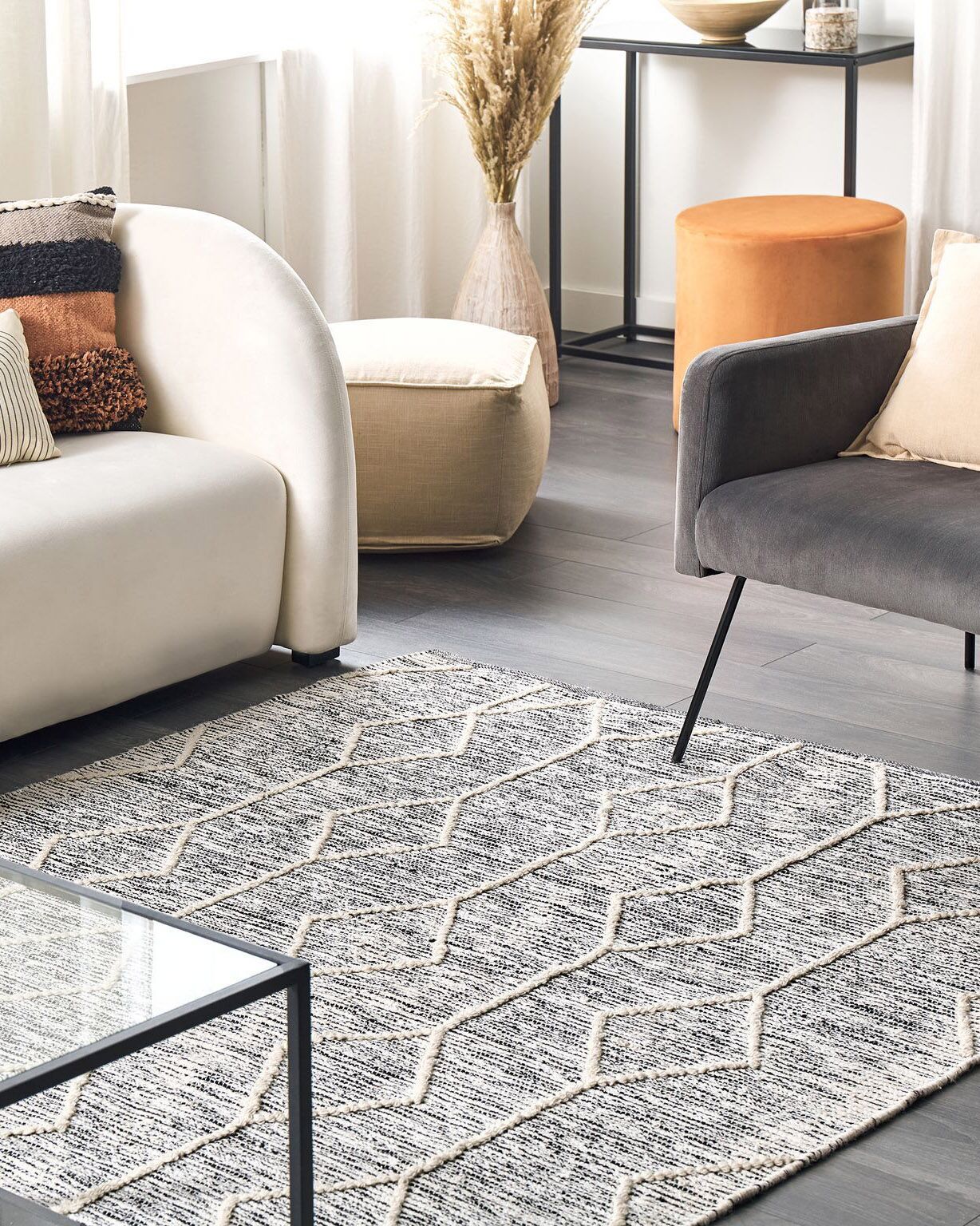 Teppich Wolle grau-beige 160 x 230 cm Kurzflor EDREMIT