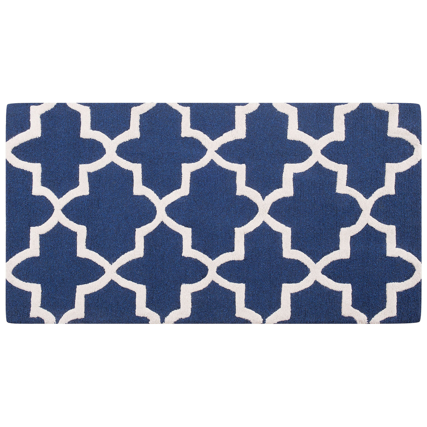 Teppich Wolle blau 80 x 150 cm marokkanisches Muster Kurzflor SILVAN