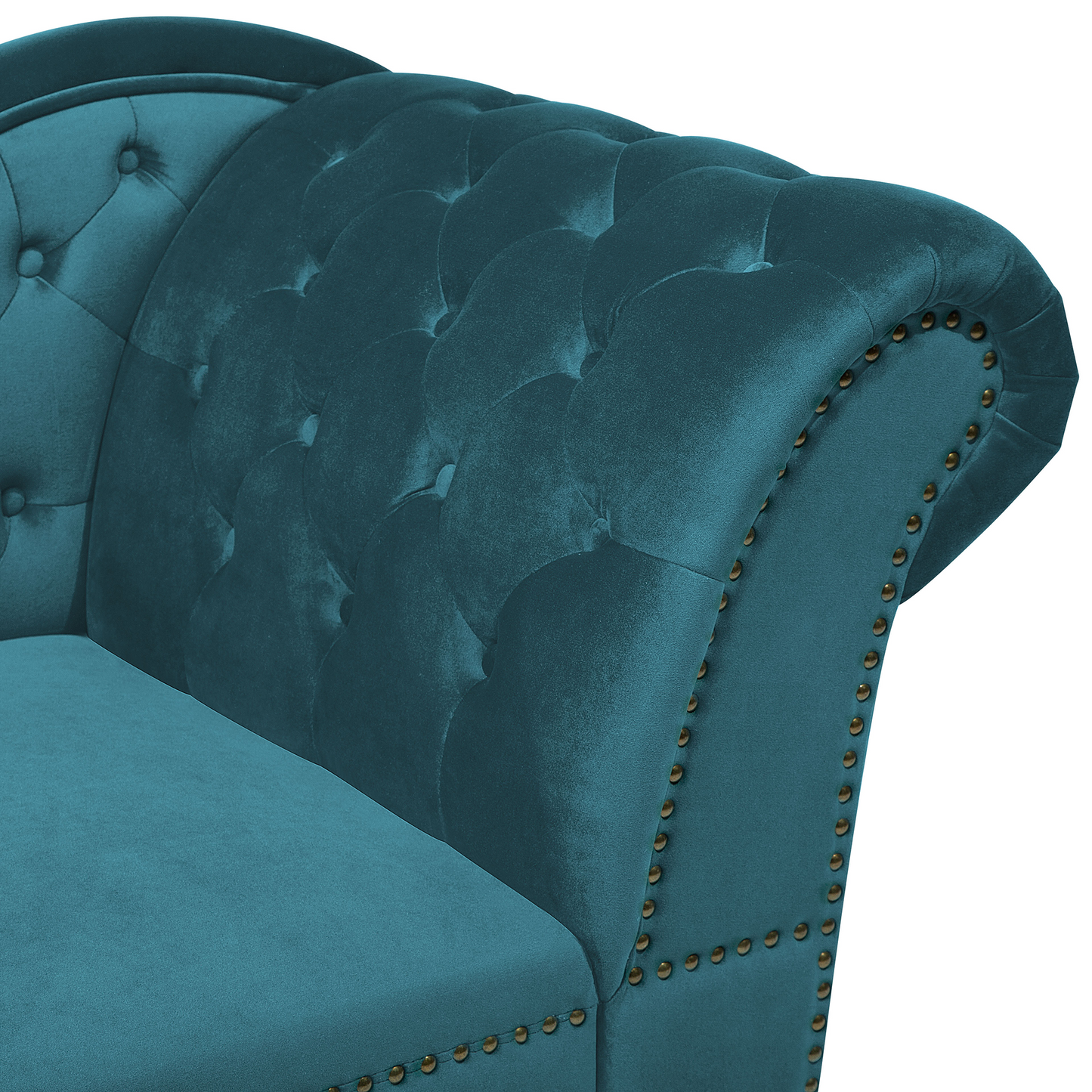 Chaiselongue Samtstoff blaugrün rechtsseitig NIMES
