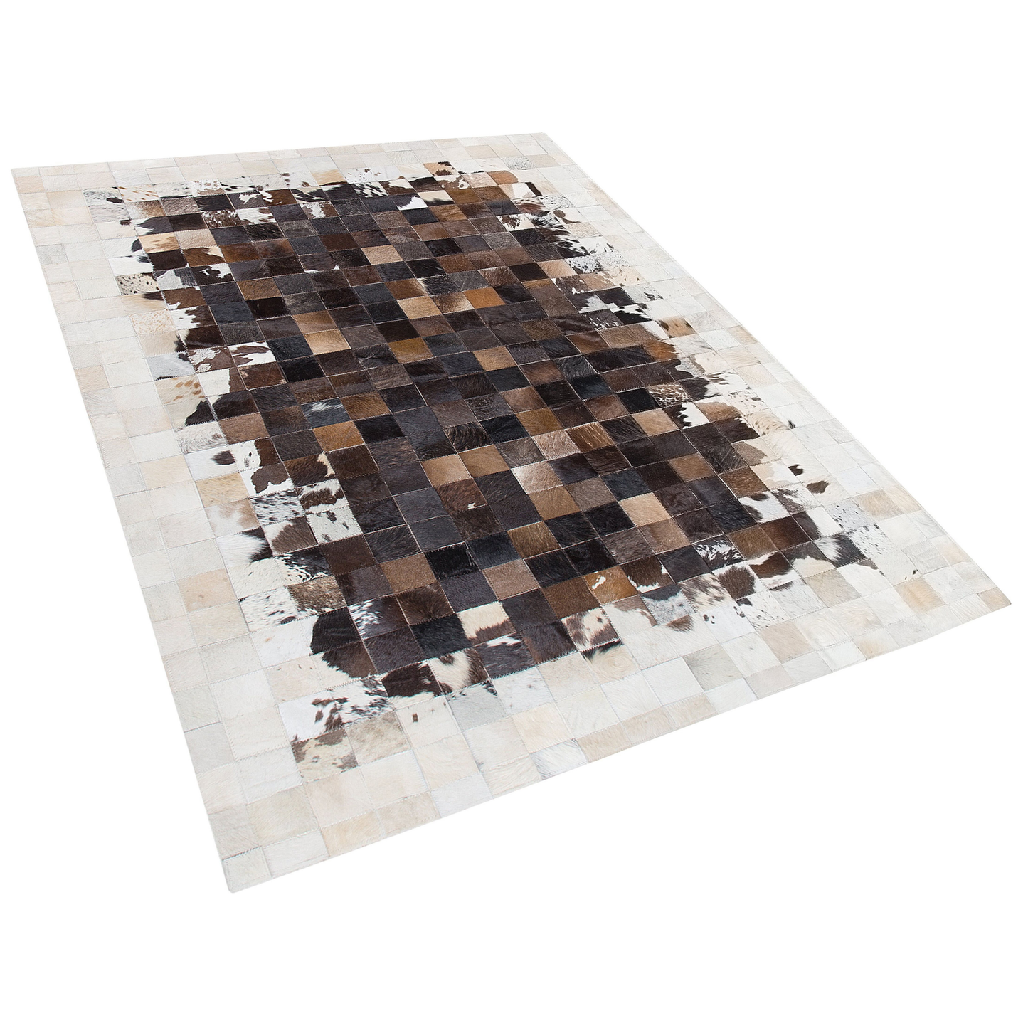 Teppich Kuhfell braun / beige 160 x 230 cm Patchwork Kurzflor OKCULU