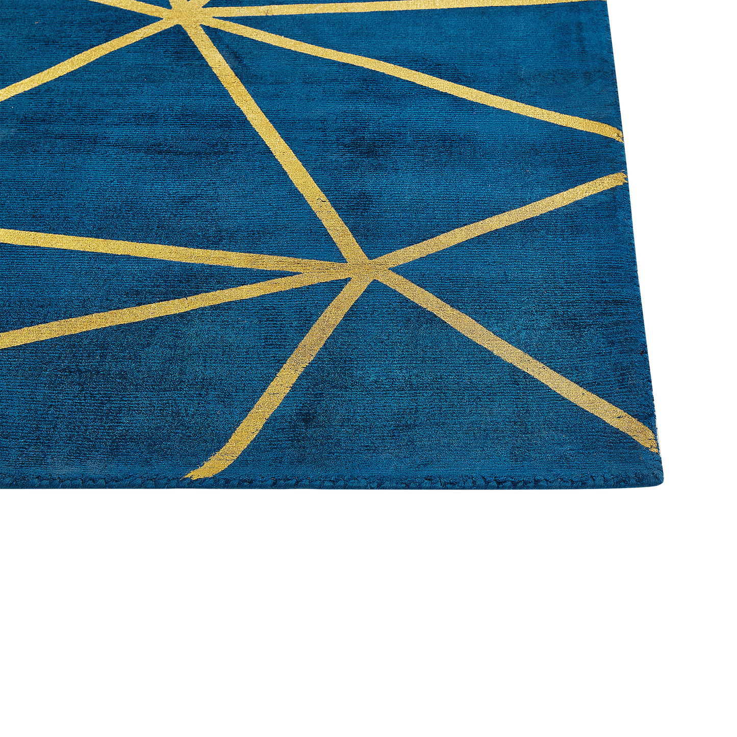 Teppich marineblau / gold 80 x 150 cm geometrisches Muster Kurzflor HAVZA