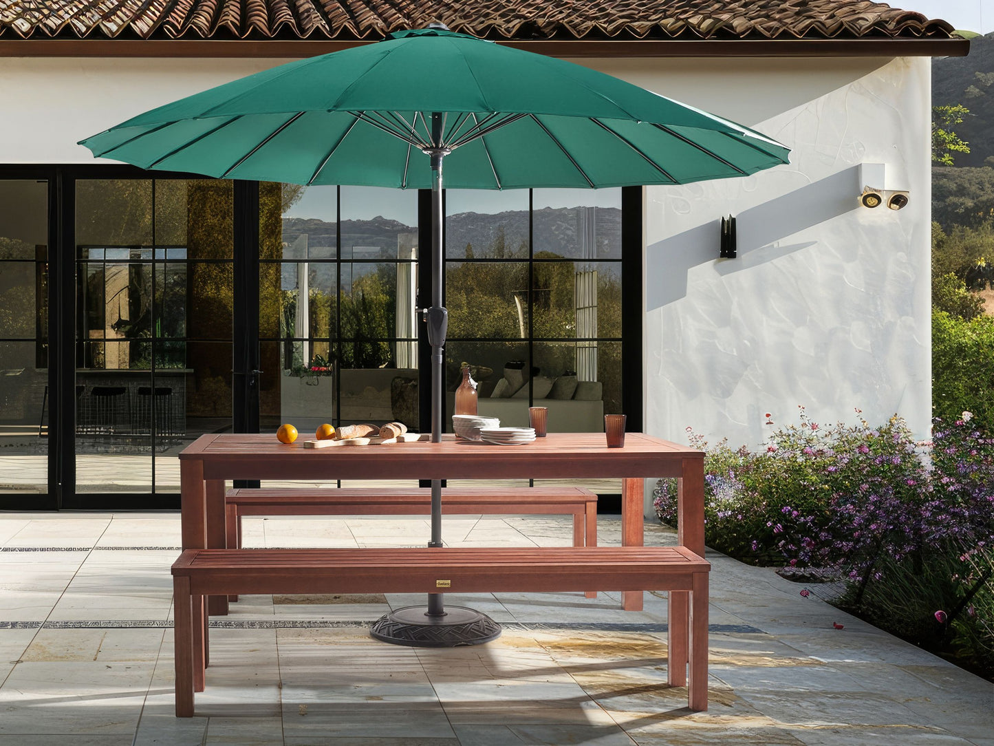 Gartentisch TUSCANIA 180 cm 100 cm Eukalyptusholz Dunkelbraun