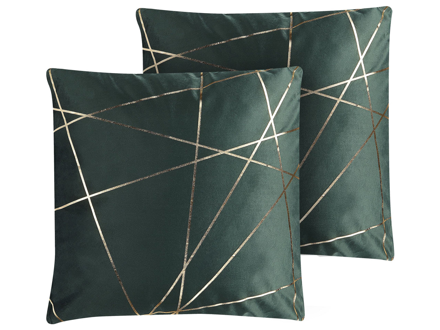 Dekokissen 2er Set PINUS Samtstoff 45 x 45 cm Dunkelgrün Geometrisches Muster