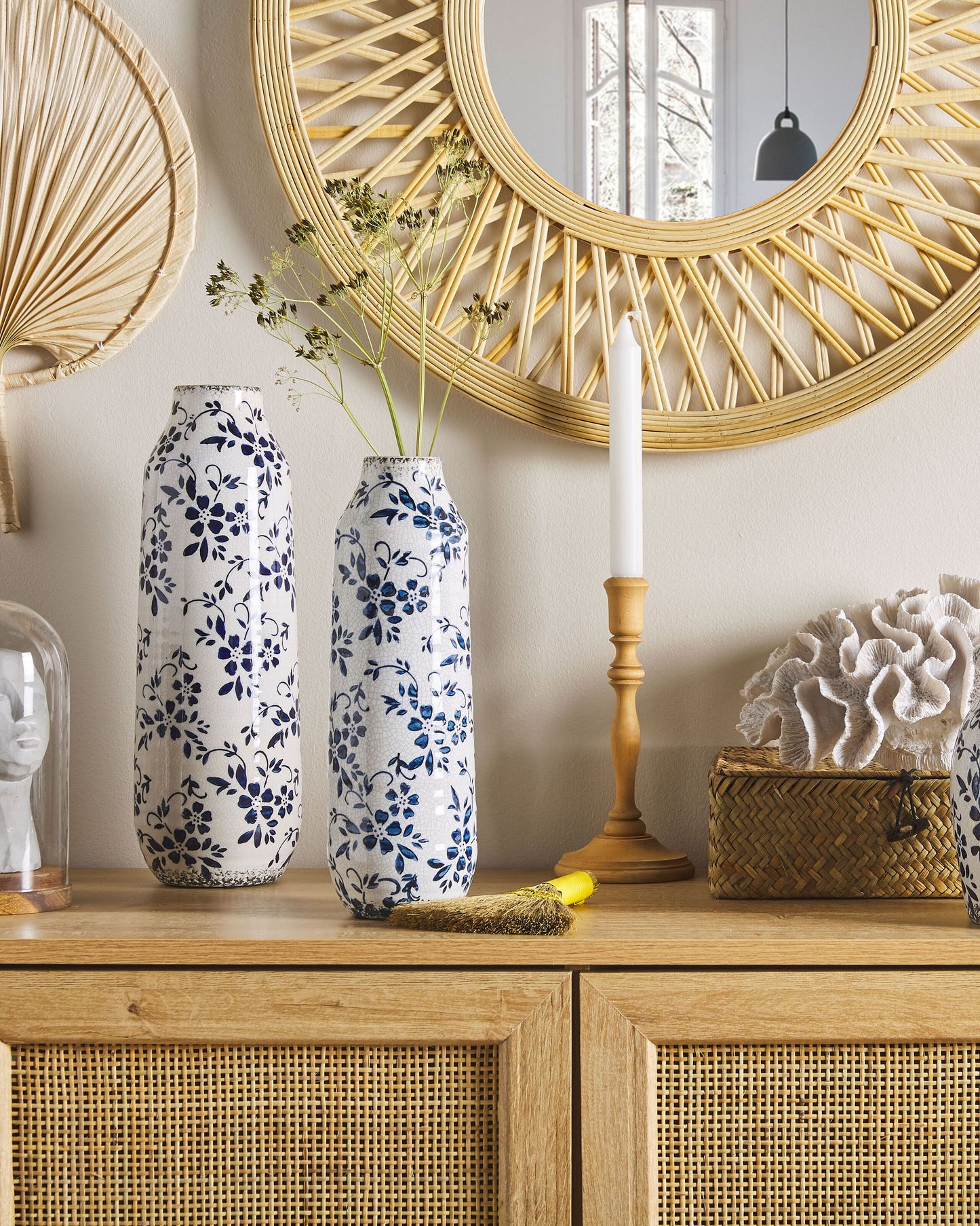 Blumenvase MULAI Steinzeug 30 cm Weiss