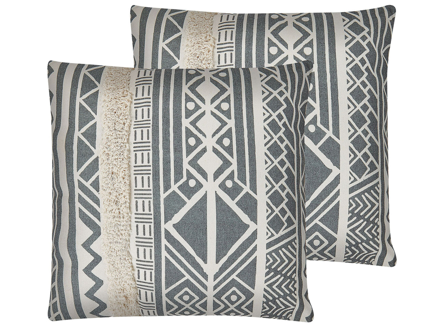 Dekokissen 2er Set LAURUS 45 x 45 cm Grau Geometrisches Muster