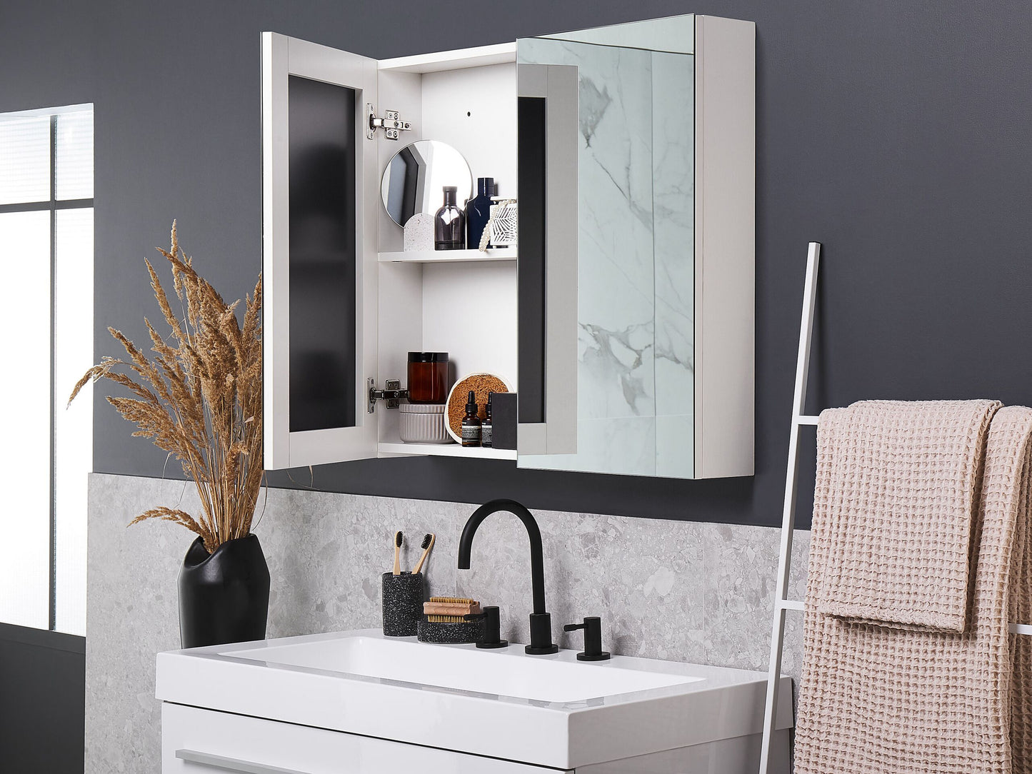 Bad-Spiegelschrank NAVARRA 80 cm 70 cm Weiss