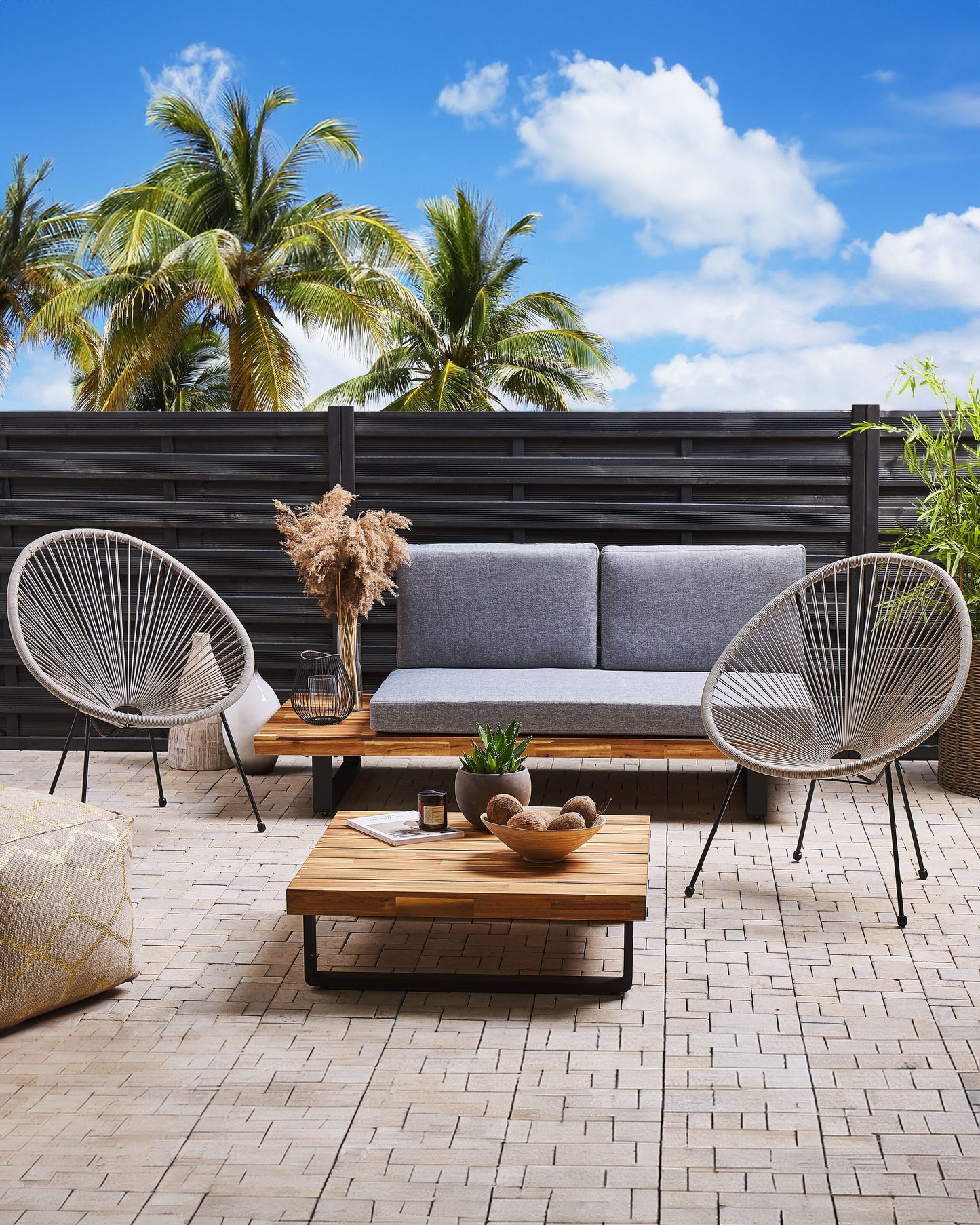 Gartenstuhl 2er Set ACAPULCO II Polyrattan Hellgrau