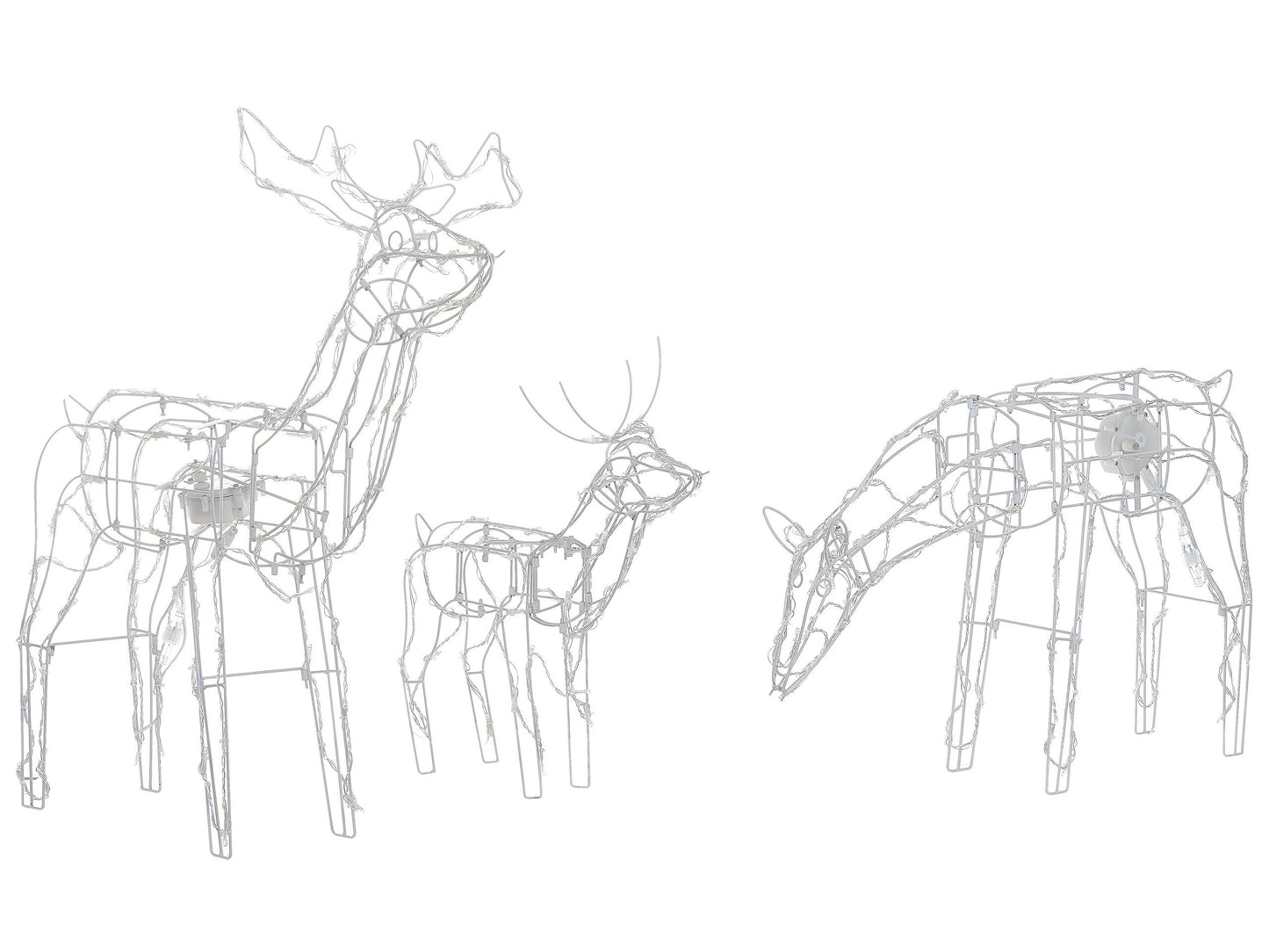 Outdoor Weihnachtsbeleuchtung LED weiss Rentier mit beweglichem Kopf 76 cm 3er Set MIKKELI