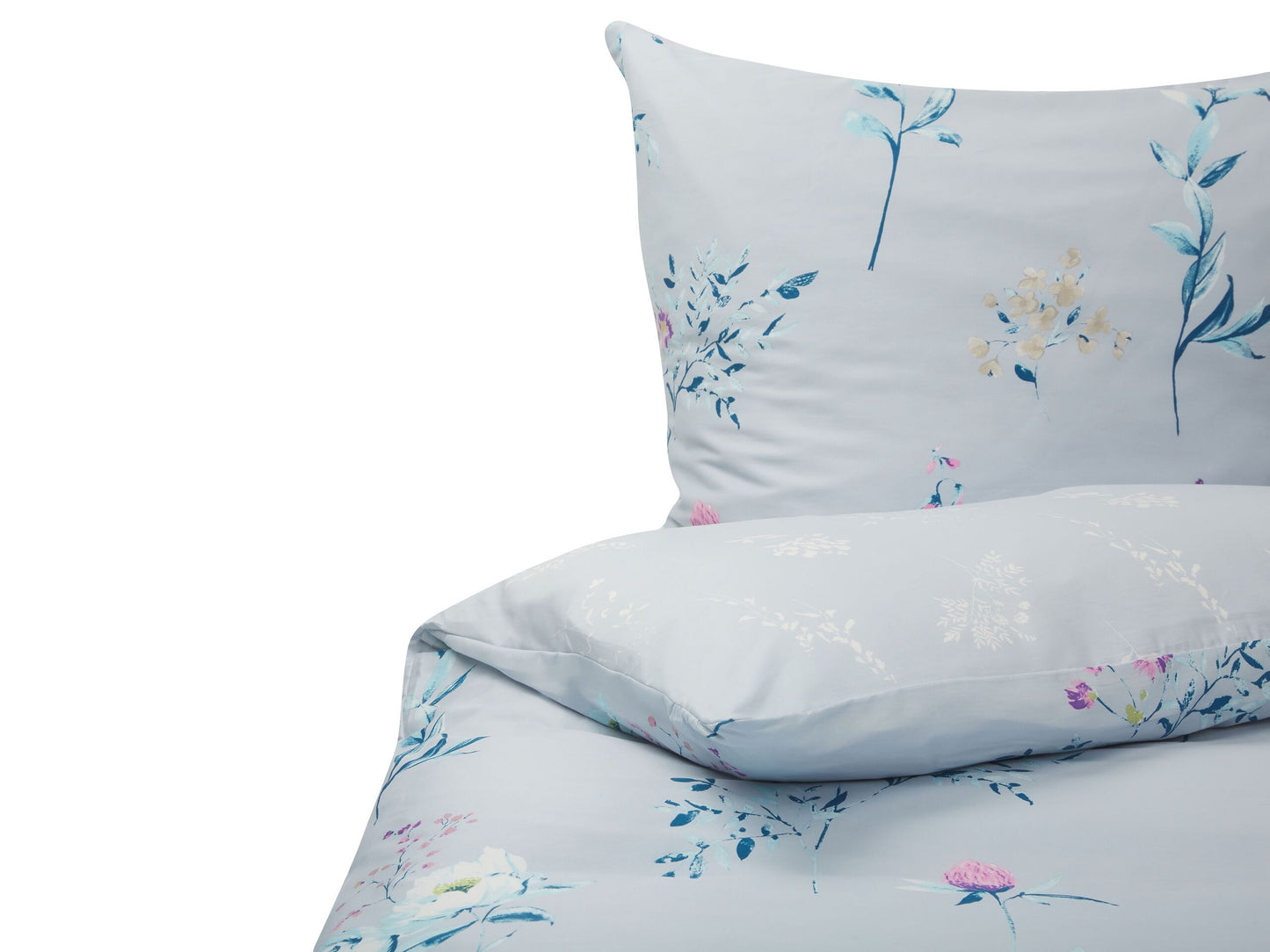 Bettwäsche-Set EVERGREEN Baumwollsatin 135 x 200 cm Hellblau
