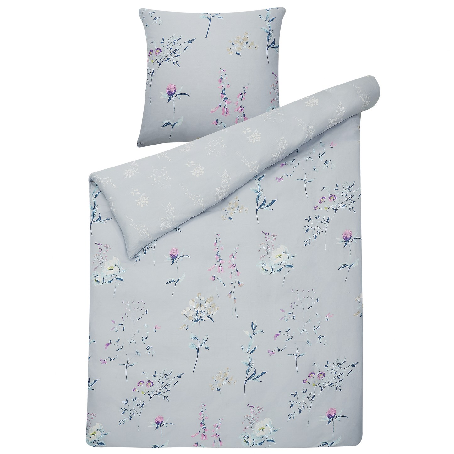 Bettwäsche-Set EVERGREEN Baumwollsatin 135 x 200 cm Hellblau