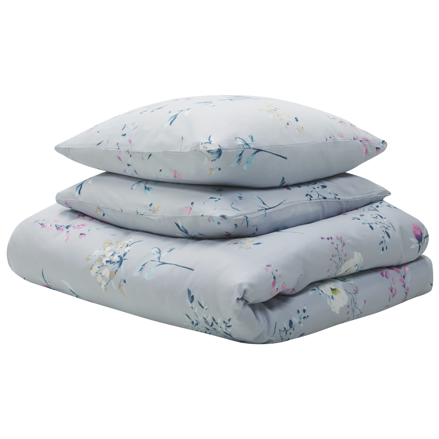 Bettwäsche-Set EVERGREEN Baumwollsatin 135 x 200 cm Hellblau