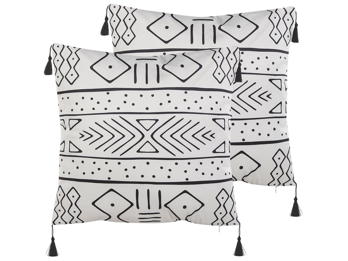 Dekokissen 2er Set SCHEFFLERA Samtstoff 45 x 45 cm Weiss Geometrisches Muster