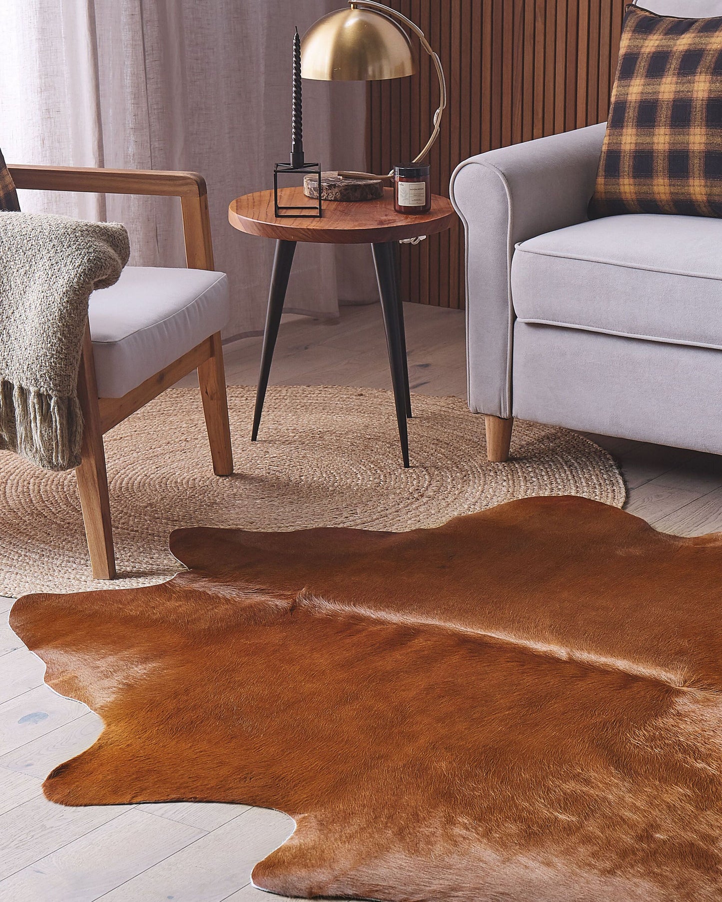 Kuhfell Teppich Echtleder goldbraun 3-4 m² NASQU