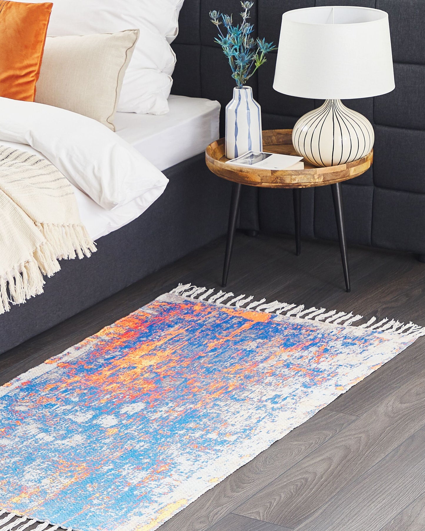 Teppich mehrfarbig 80 x 150 cm abstraktes Muster Fransen Kurzflor ACARLAR