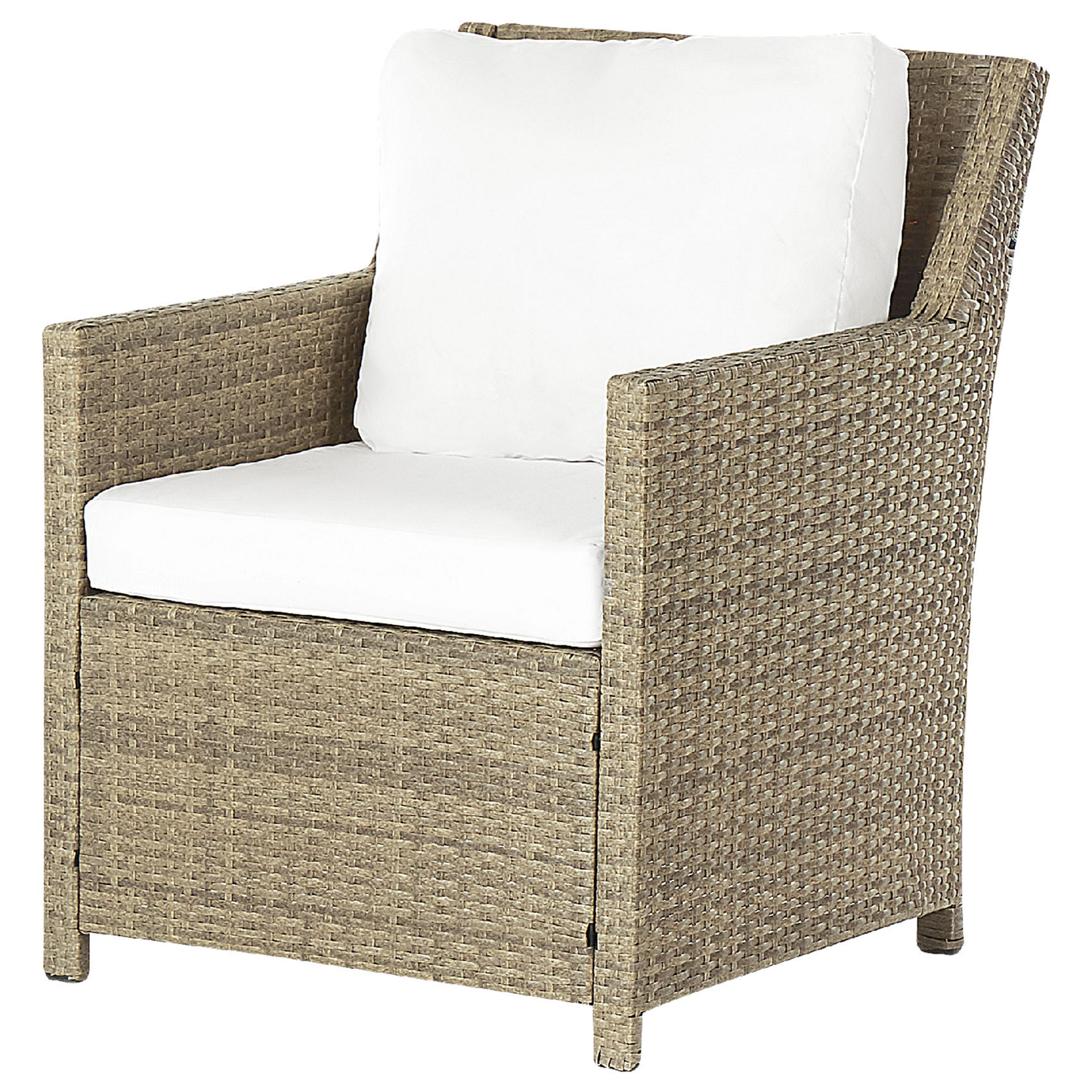 Lounge Set mit Tisch und Ottomane 5-Sitzer FONTI inkl. Kissen Polyrattan Braun