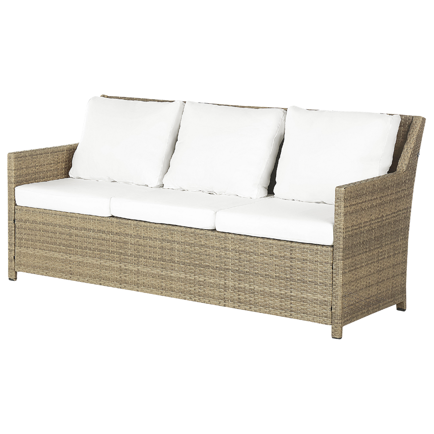 Lounge Set mit Tisch und Ottomane 5-Sitzer FONTI inkl. Kissen Polyrattan Braun
