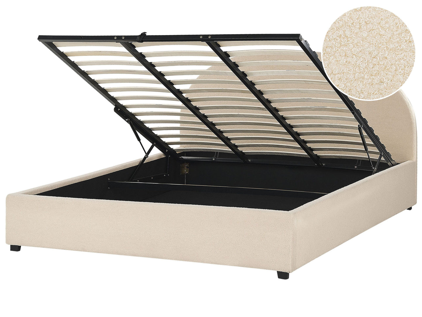 Bett mit Stauraum Bouclé VAUCLUSE 180 x 200 cm Beige