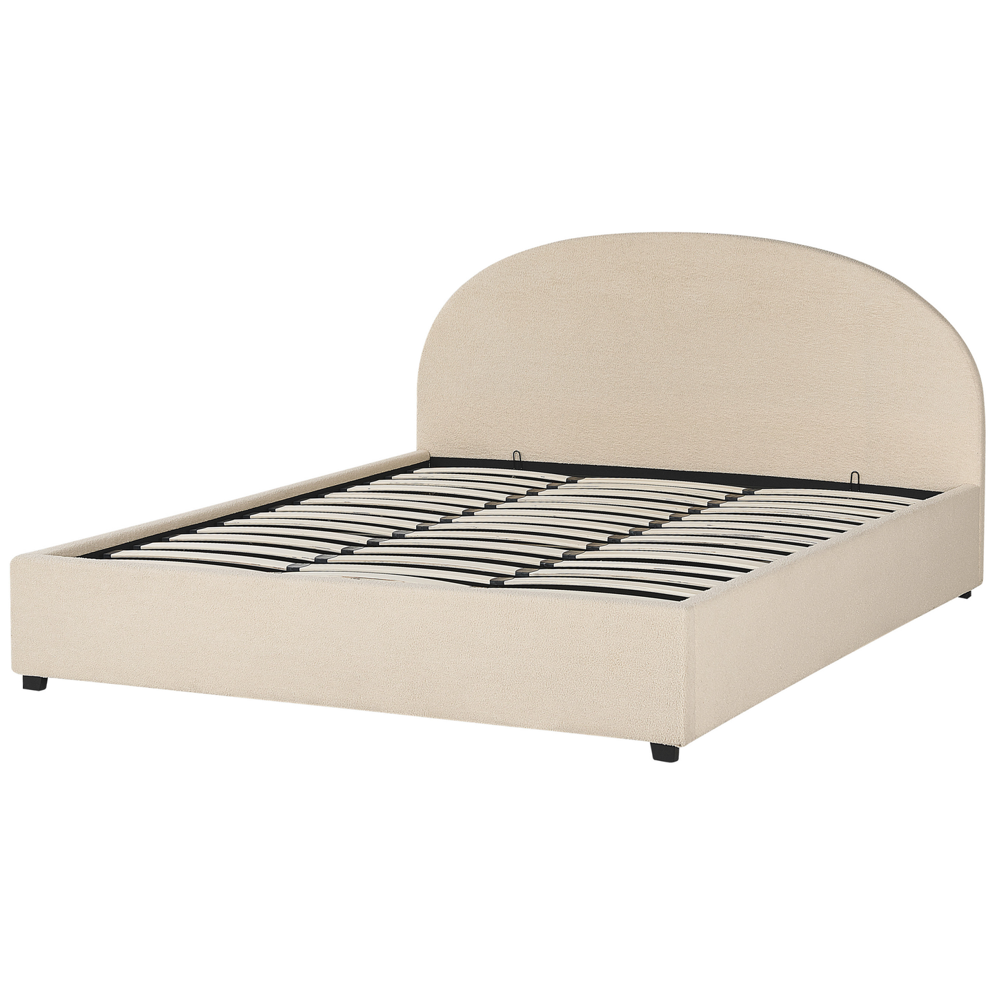 Bett mit Stauraum Bouclé VAUCLUSE 180 x 200 cm Beige