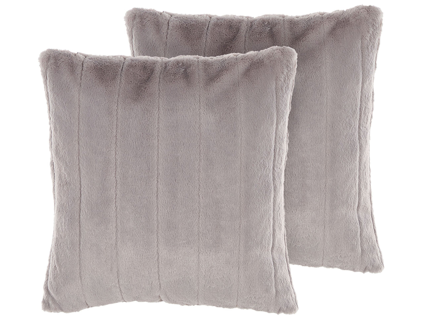 Dekokissen 2er Set PUMILA Webpelz 45 x 45 cm Hellgrau Streifenmuster