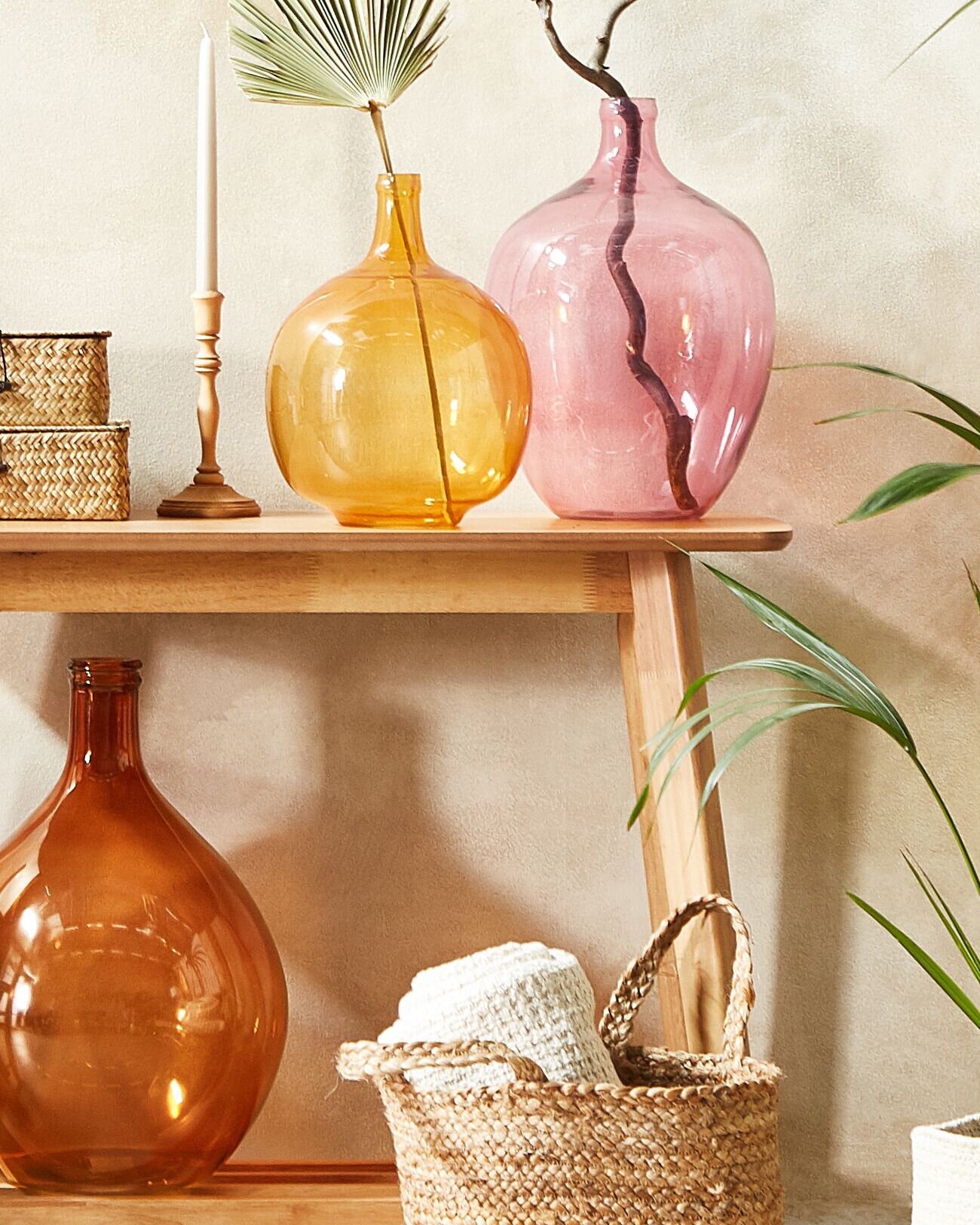 Glas Dekovase 39 cm Rosa ROTI