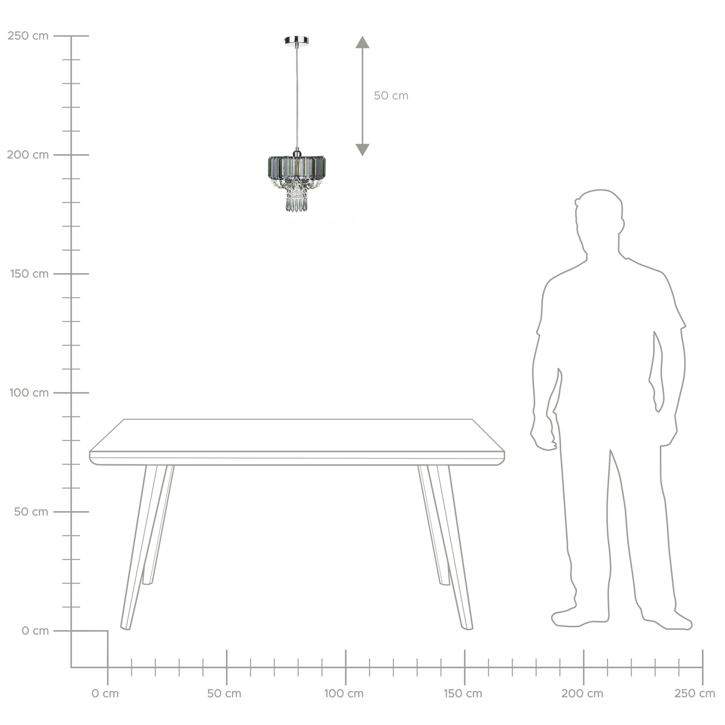 Kronleuchter ADORN Metall Hellgrau
