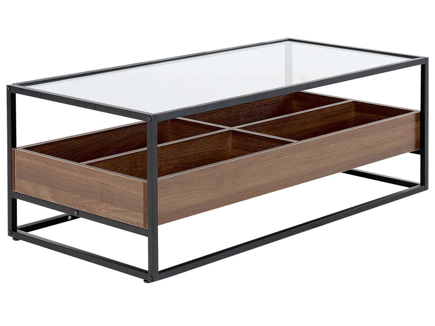 Couchtisch dunkler Holzfarbton / schwarz rechteckig WACO