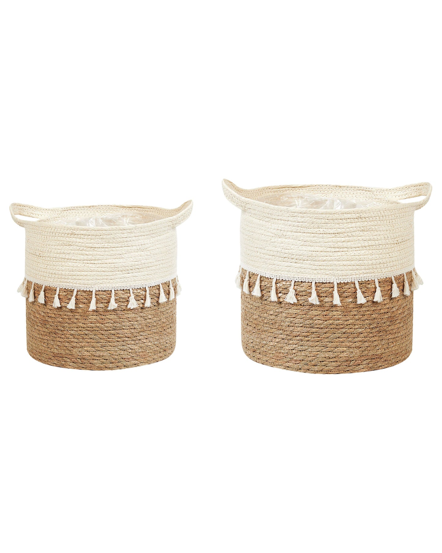 Set mit 2 Blumentöpfen MATIKU Geflecht 30/28 cm Naturfarben