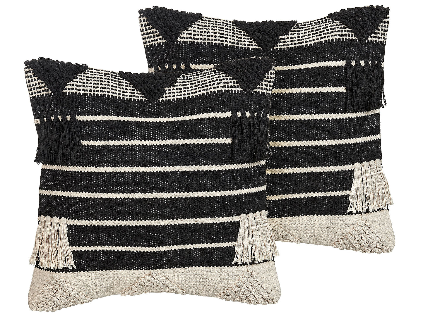 Dekokissen 2er Set CHITTOOR Baumwolle 50 x 50 cm Schwarz Geometrisches Muster