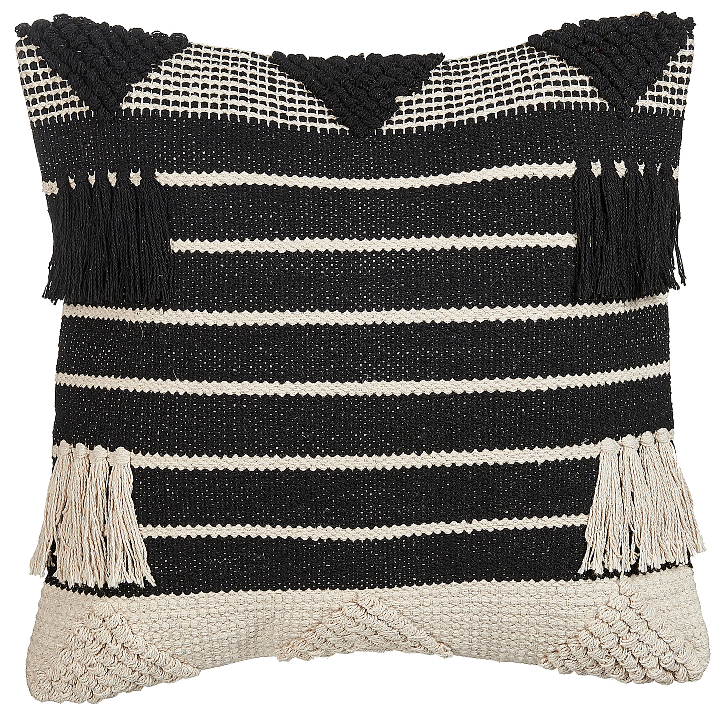 Dekokissen 2er Set CHITTOOR Baumwolle 50 x 50 cm Schwarz Geometrisches Muster