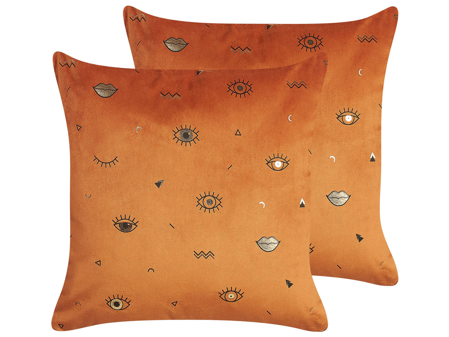 Dekokissen 2er Set AEONIUM Samtstoff 45 x 45 cm Orange Abstraktes Muster
