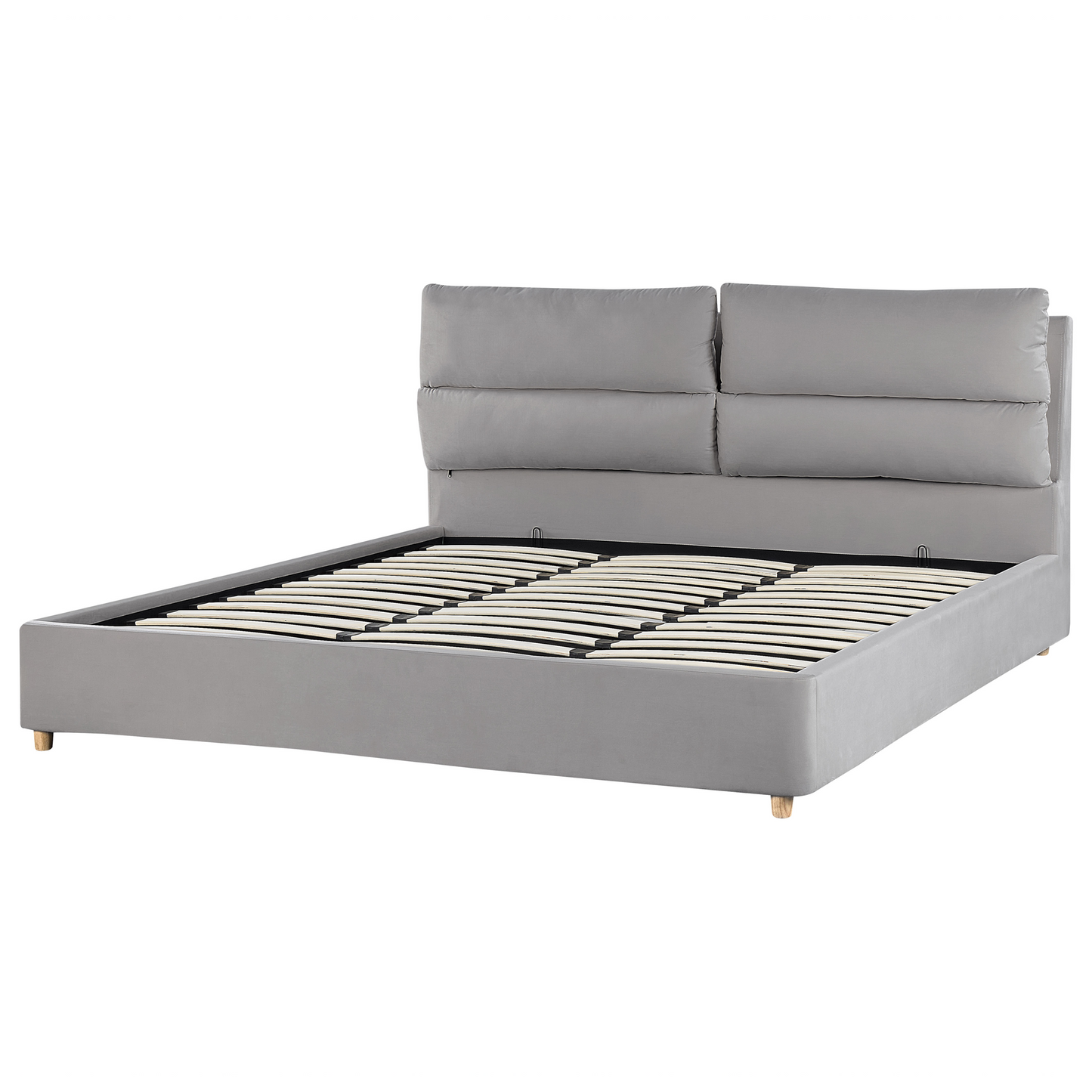 Bett mit Stauraum Samtstoff BATILLY 180 x 200 cm Hellgrau
