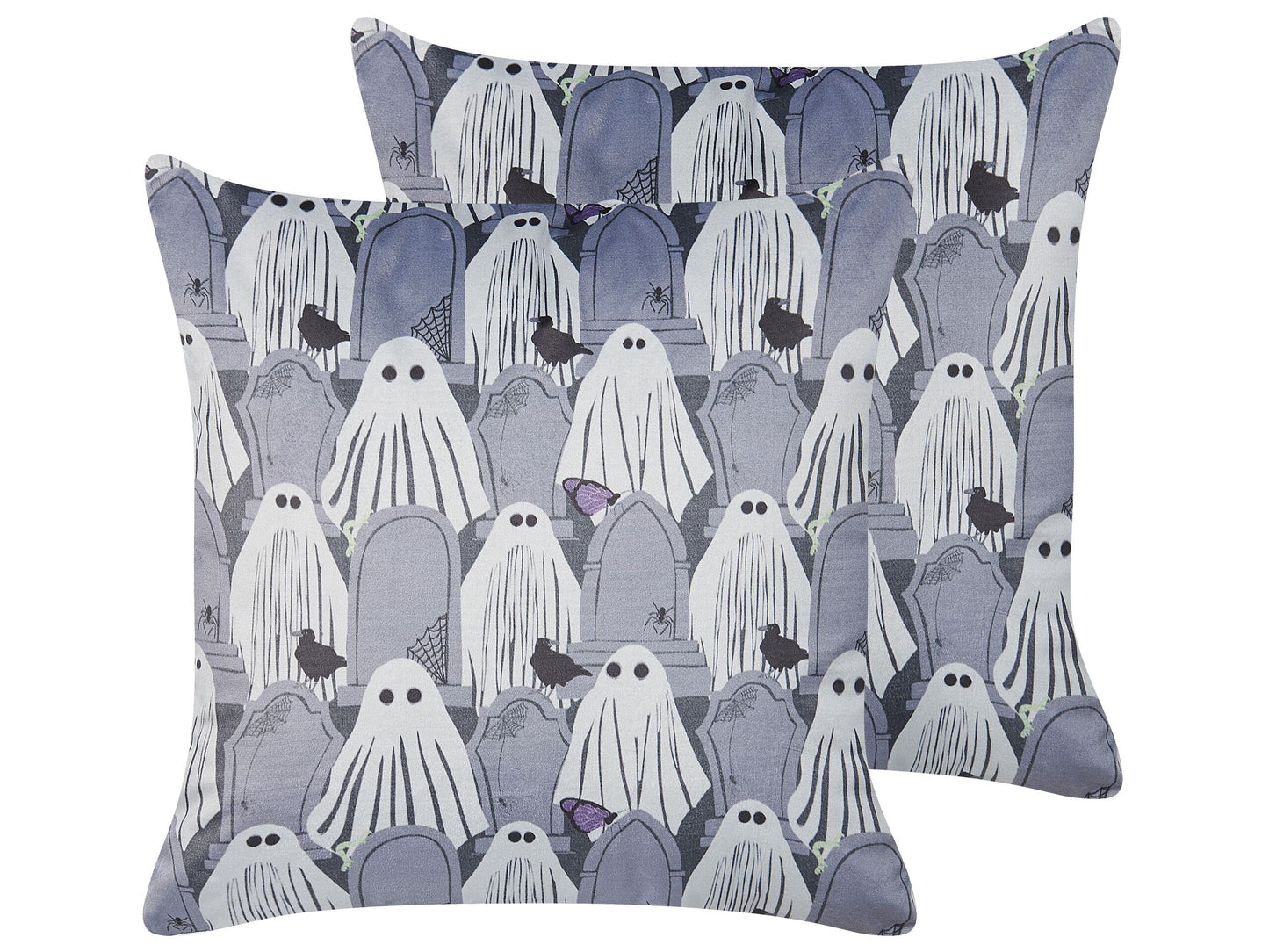 Dekokissen 2er Set FANATE Samtstoff 45 x 45 cm Grau Abstraktes Muster