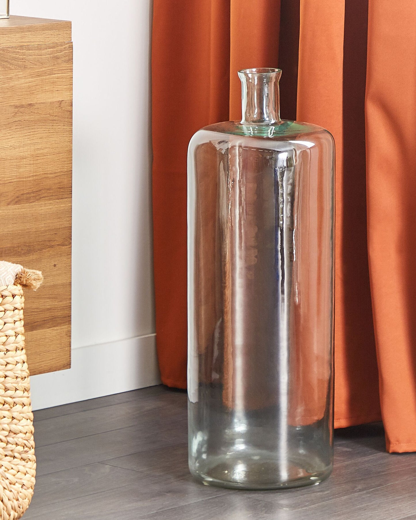 Blumenvase Flaschenhals PAPADUM handgefertigt Glas 70 cm Hellblau