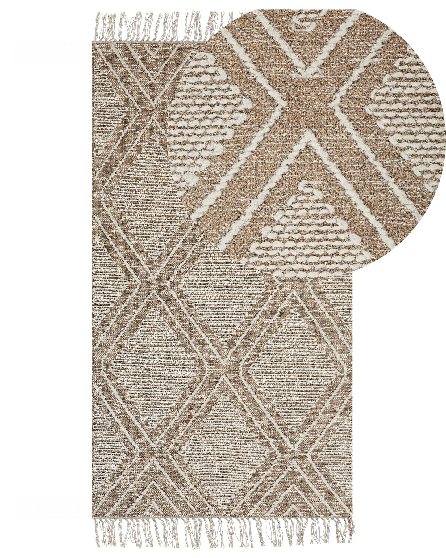Teppich Baumwolle beige / weiss 80 x 150 cm Kurzflor KACEM