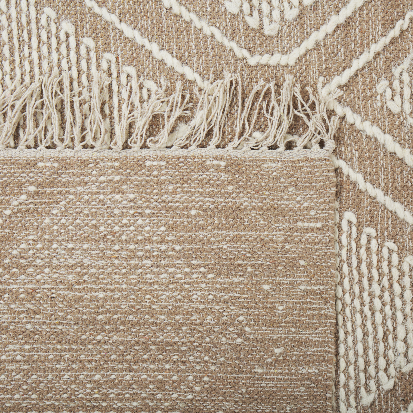 Teppich Baumwolle beige / weiss 80 x 150 cm Kurzflor KACEM