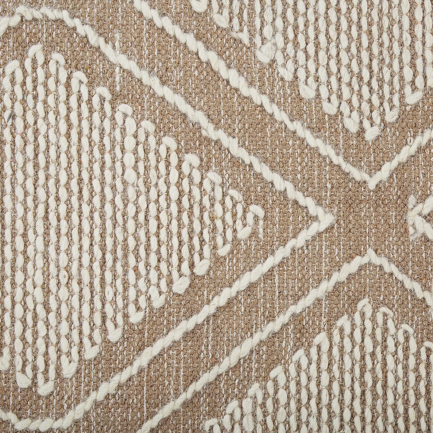 Teppich Baumwolle beige / weiss 80 x 150 cm Kurzflor KACEM