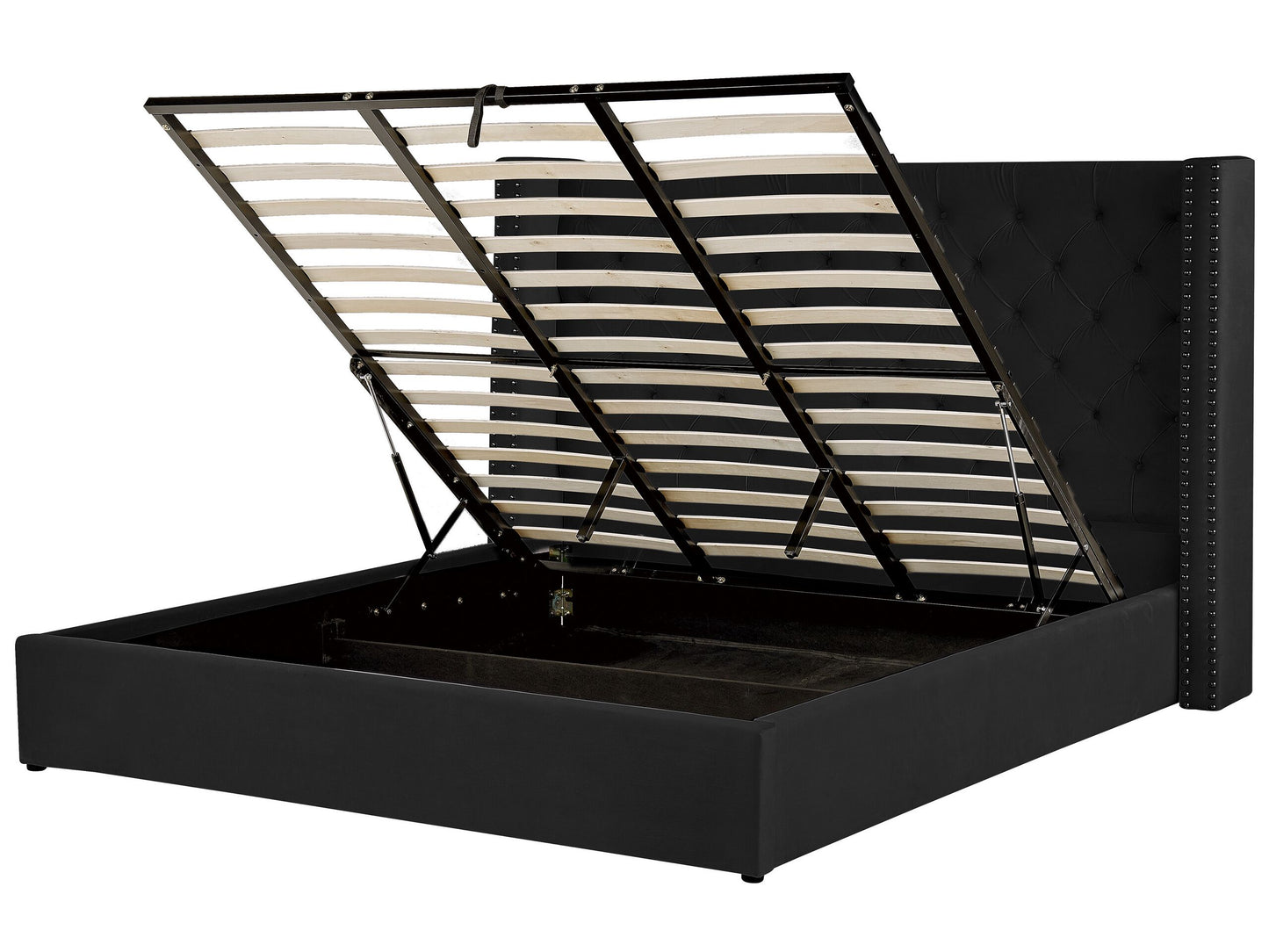 Bett mit Stauraum Samtstoff LUBBON 180 x 200 cm Schwarz