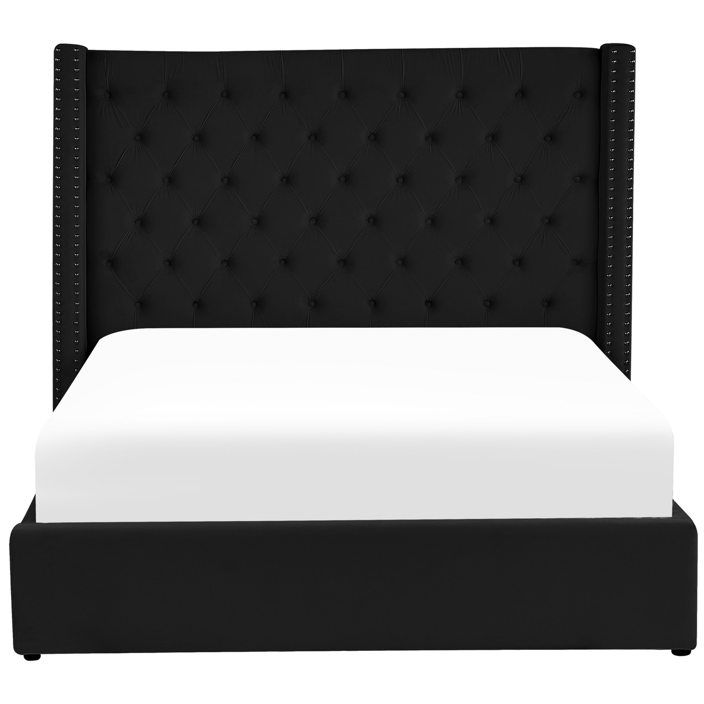 Bett mit Stauraum Samtstoff LUBBON 180 x 200 cm Schwarz