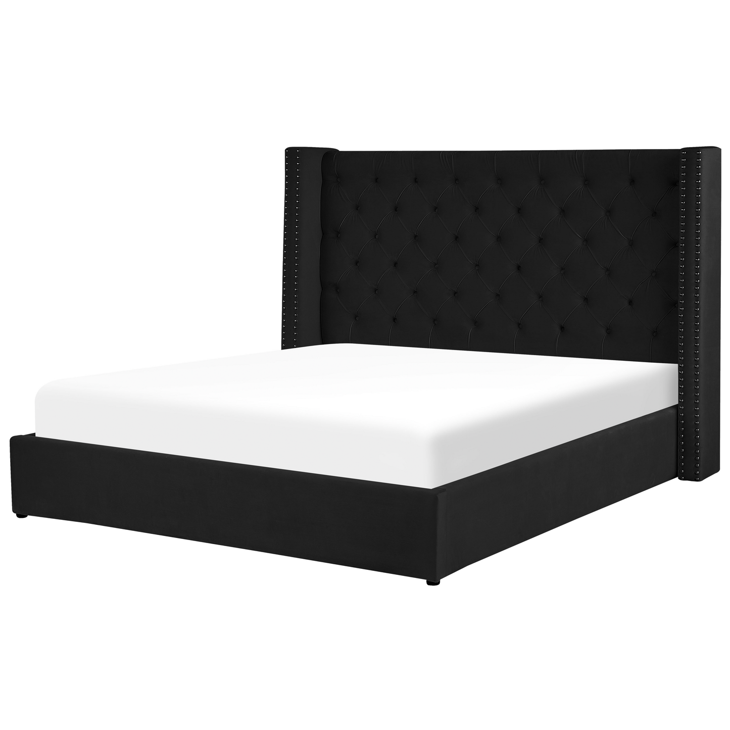Bett mit Stauraum Samtstoff LUBBON 180 x 200 cm Schwarz
