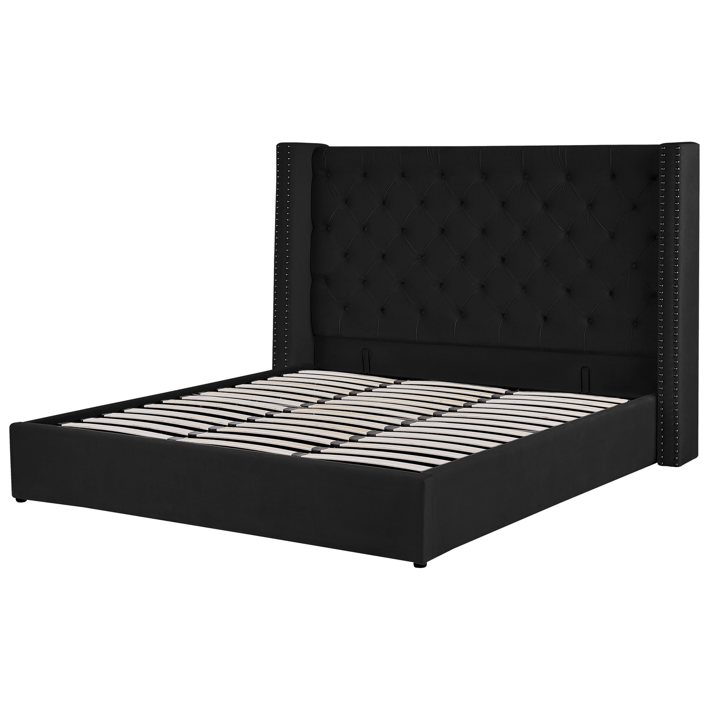 Bett mit Stauraum Samtstoff LUBBON 180 x 200 cm Schwarz