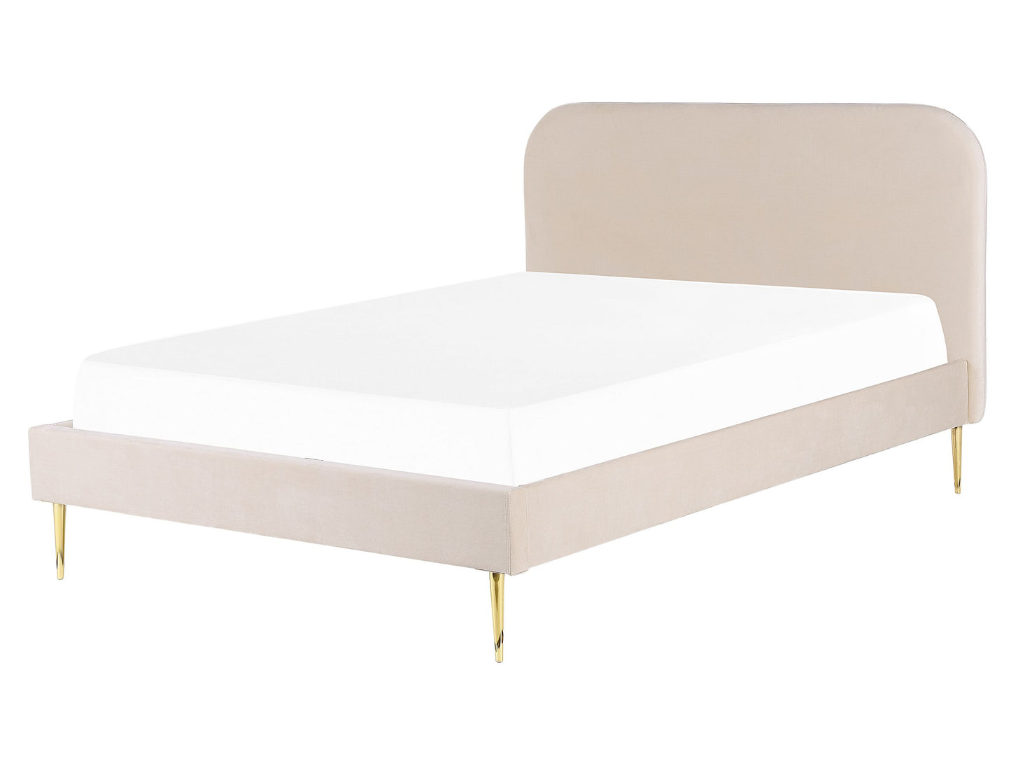 Bett mit Lattenrost Samtstoff FLAYAT 160 x 200 cm Hellbeige