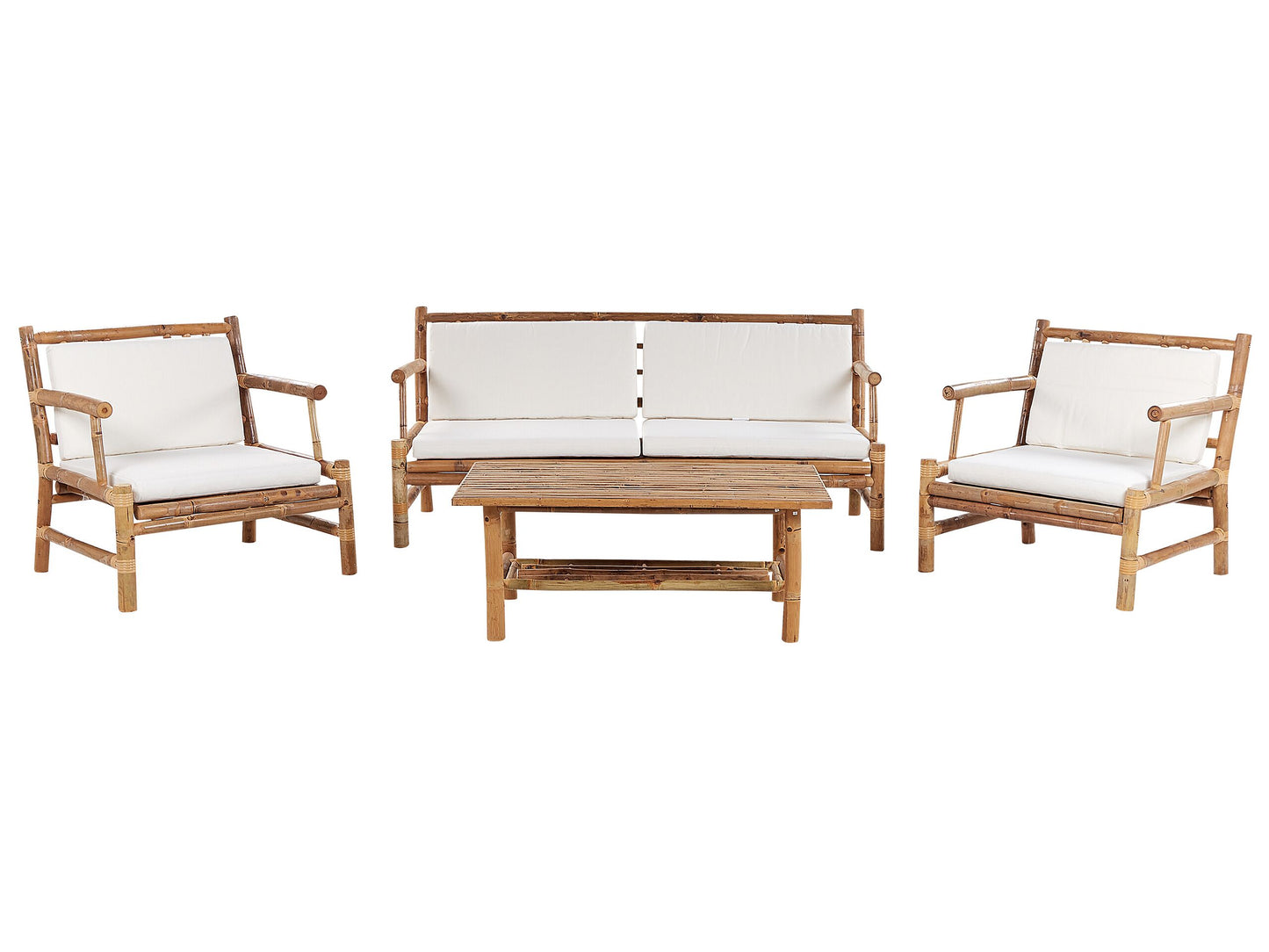 Lounge Set mit Tisch 4-Sitzer RICCIONE Bambusholz Hellbraun