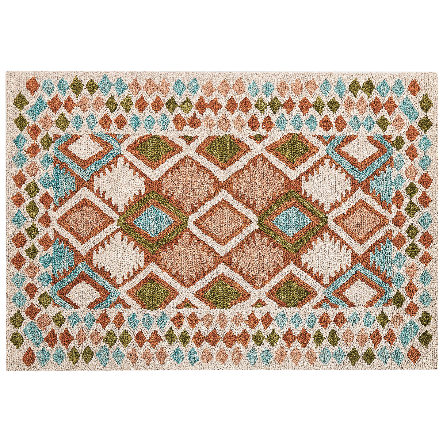 Teppich Wolle mehrfarbig 160 x 230 cm geometrisches Muster Kurzflor ERMENEK