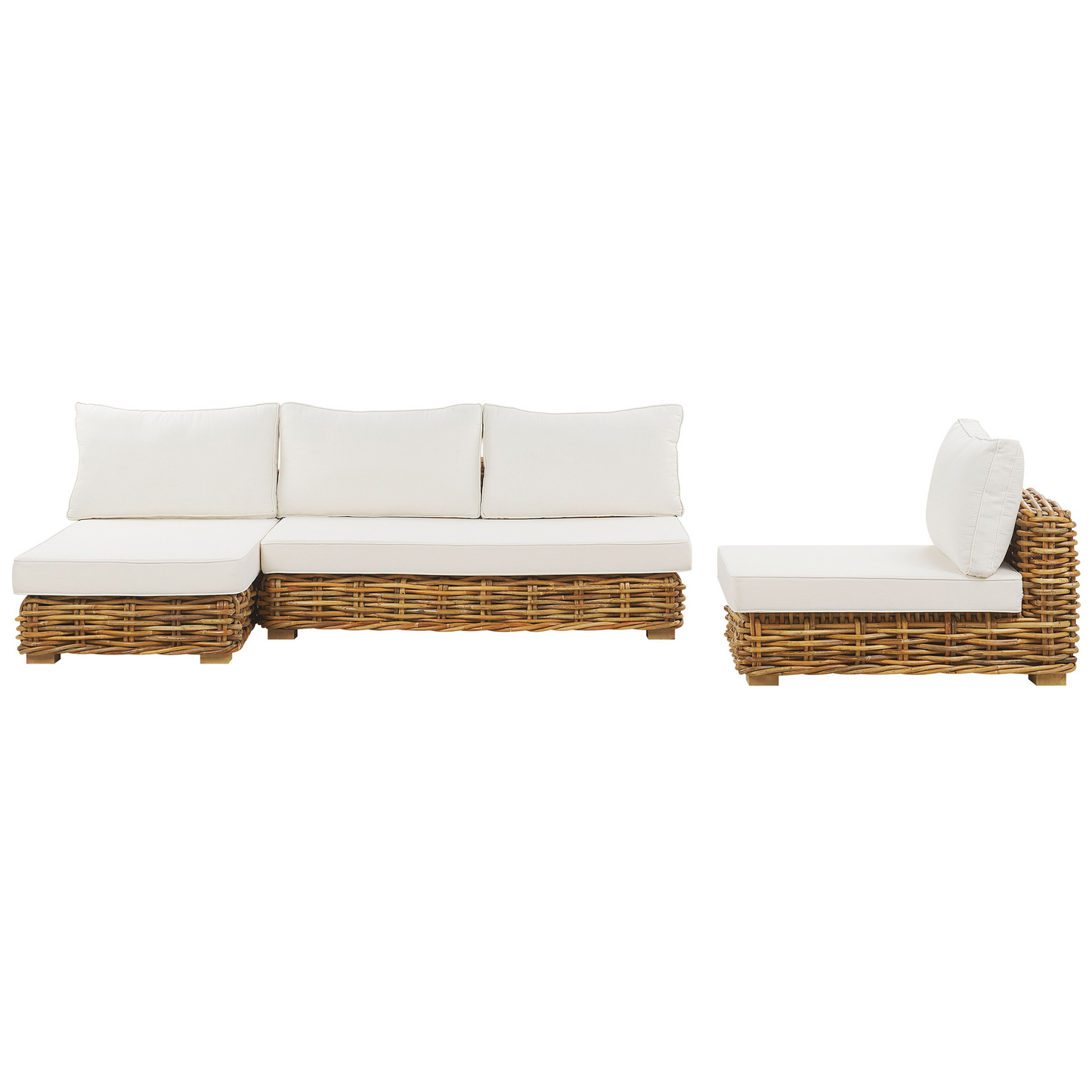 Lounge Set mit Tisch 4-Sitzer VARALLO rechtsseitig modular Rattan Naturfarben