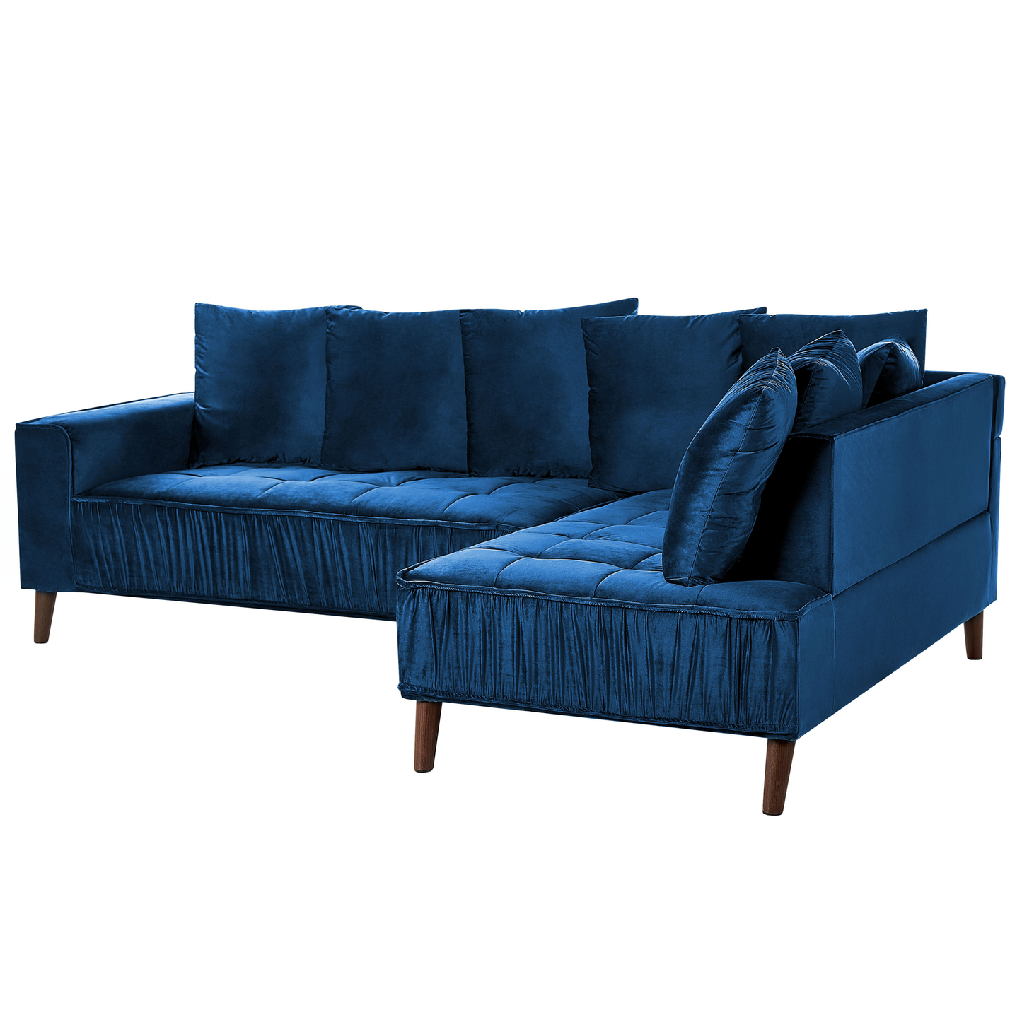 3-Sitzer Ecksofa Samtstoff marineblau linksseitig GRENA