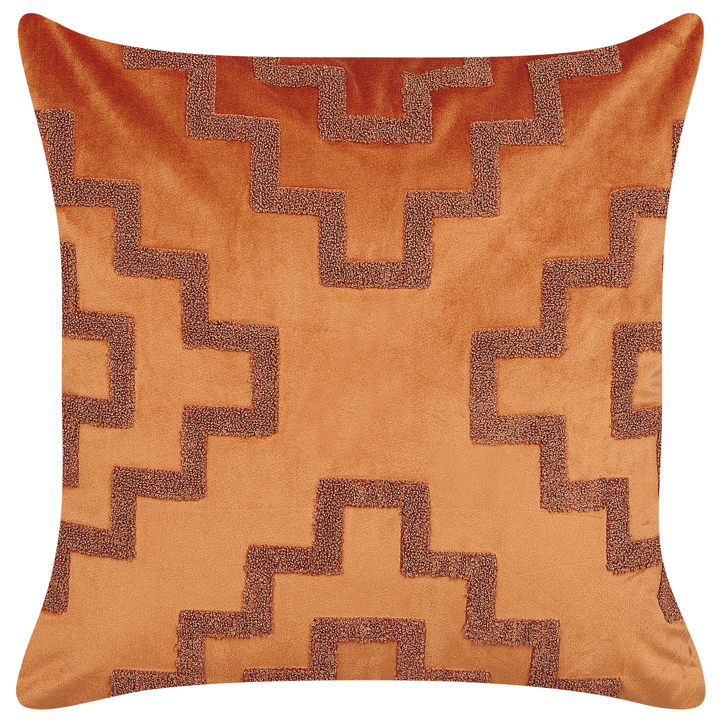 Dekokissen 2er Set SERGIPE Samtstoff 45 x 45 cm Orange Geometrisches Muster