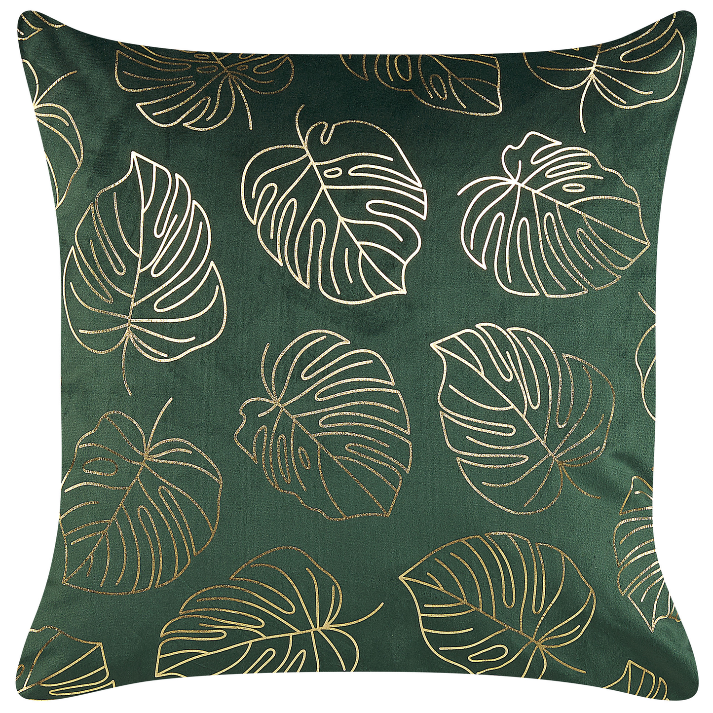 Dekokissen 2er Set DELICIOSA Samtstoff 45 x 45 cm Dunkelgrün Pflanzenmuster
