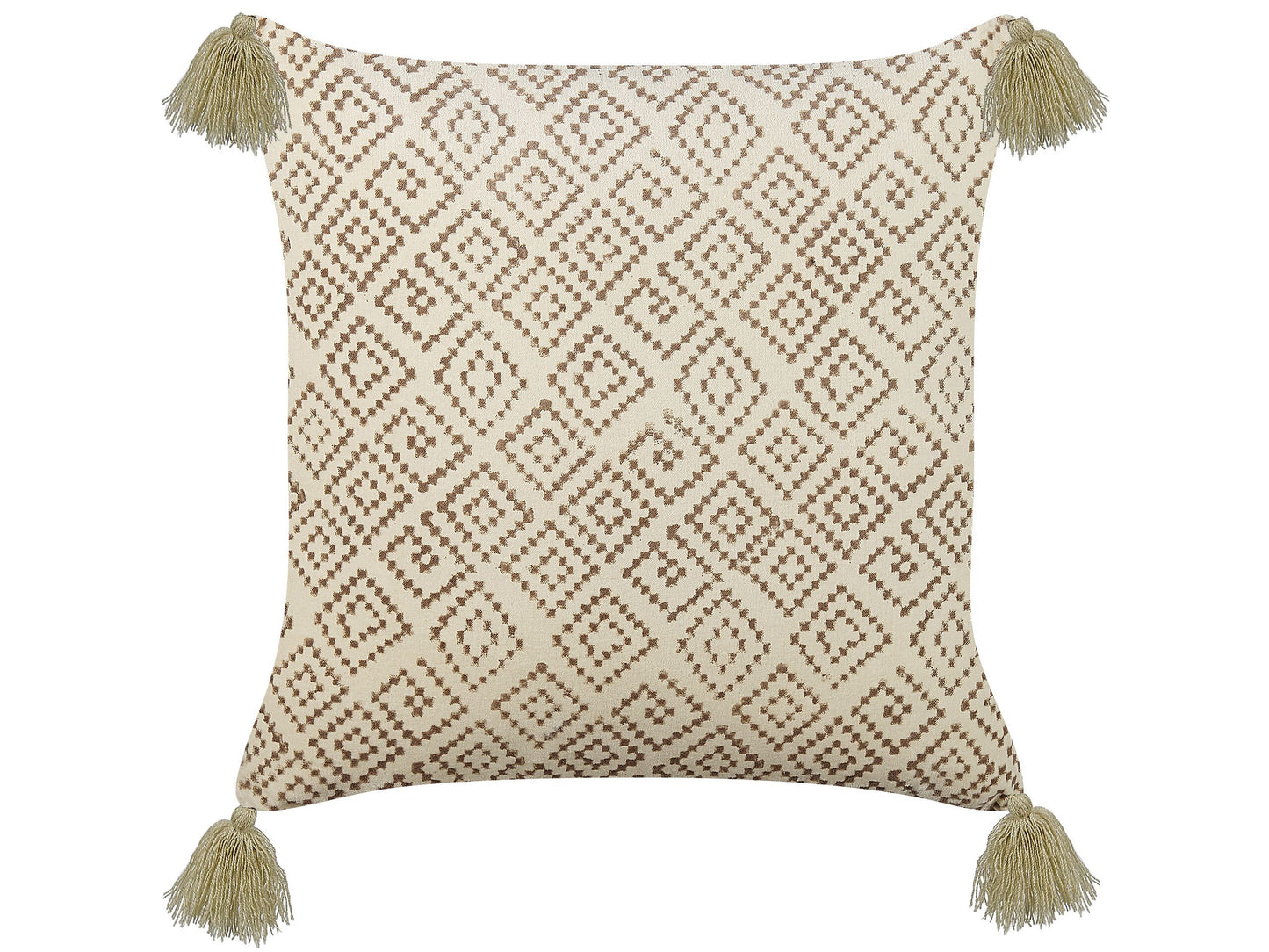 Dekokissen SANTOLINA Samtstoff 45 x 45 cm Beige Geometrisches Muster