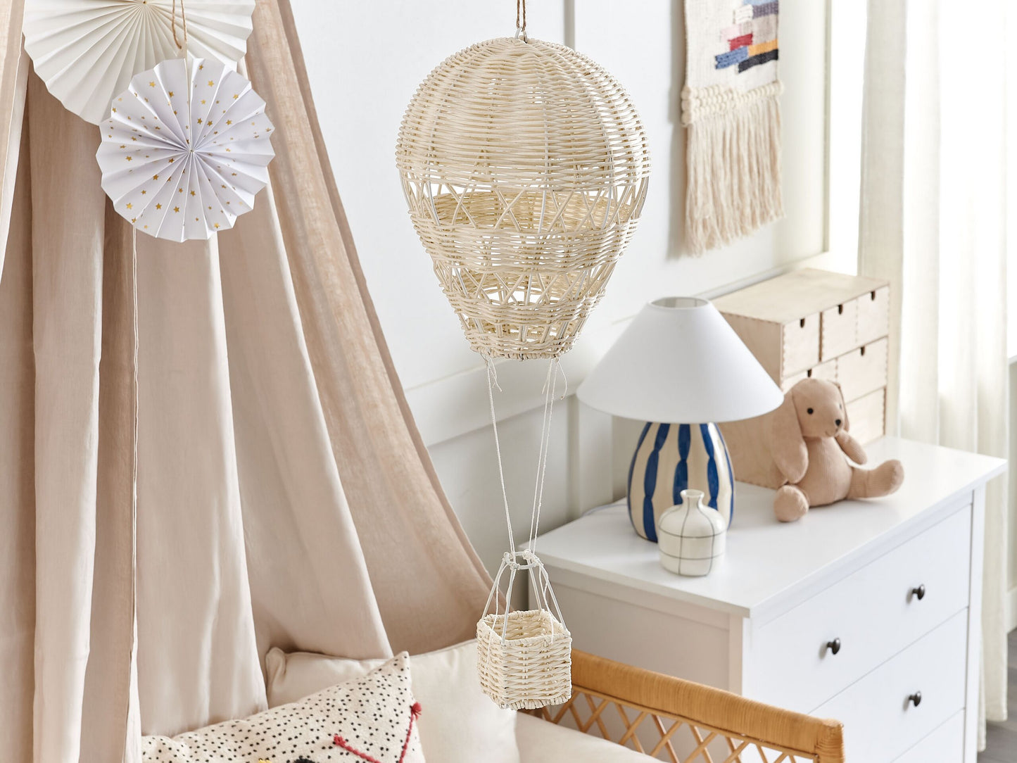 Wandobjekt Ballon BEMBA Rattan 60 cm Naturfarben