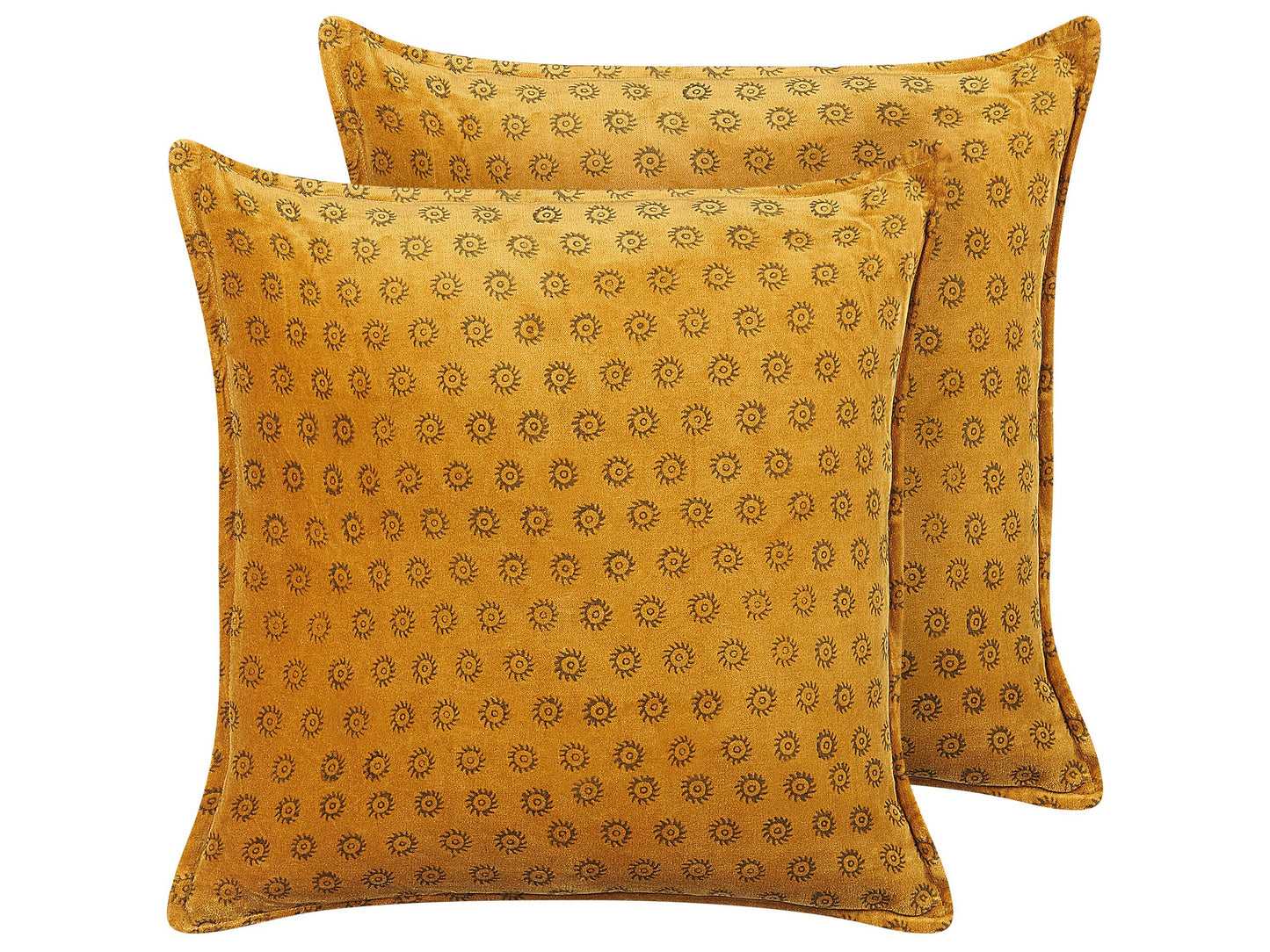 Dekokissen 2er Set RAPIS Samtstoff 45 x 45 cm Gelb Geometrisches Muster